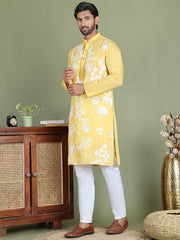 Embroidered Straight Kurta Pyjama Set ( JOKP 5150Yellow ) [FF] [J-3-4]
