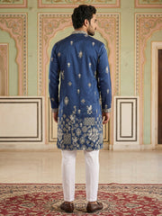 Floral Embroidered and Sequins Kurta Set ( JOKP P 5155Navy ) [FF] [P-5-6]