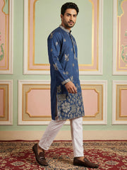 Floral Embroidered and Sequins Kurta Set ( JOKP P 5155Navy ) [FF] [P-5-6]
