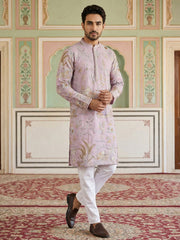 Floral Embroidered Straight Kurta Set ( JOKP P 5156Purple ) [FF] [H-11-12]