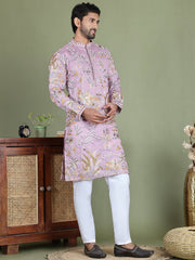 Floral Embroidered Straight Kurta Set ( JOKP 5156Purple ) [FF] [H-11-12]