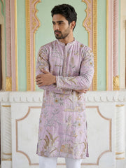 Floral Embroidered Straight Kurta Set ( JOKP P 5156Purple ) [FF] [H-11-12]