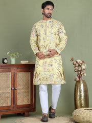Floral Embroidered Straight Kurta Set ( JOKP 5156Yellow ) [FF] [H-11-12]