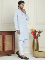 Embroidered and Sequins straight Kurta Set for Men ( JOKP P 5157 Grey ) [FF] [J-2-3]