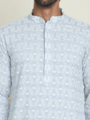 Embroidered and Sequins straight Kurta Set for Men ( JOKP P 5157 Grey ) [FF] [J-2-3]
