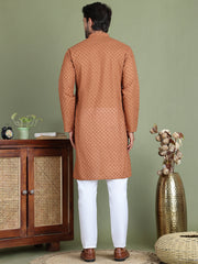 Chikankari Pure Cotton Kurta with Churidar ( JOKP 5158Brown ) [FF] [N-1]