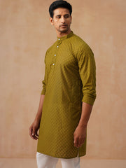 Chikankari Pure Cotton Kurta with Churidar ( JOKP P 5158 P 5158Olive ) [FF] [N-1]