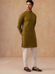 Chikankari Pure Cotton Kurta with Churidar ( JOKP P 5158 P 5158Olive ) [FF] [N-1]