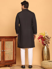 Black Embroidered Straight Kurta Set For Men ( JOKP P 5172 Black ) [FF] [J-3-4]