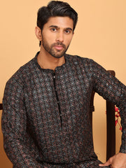 Embroidered and Sequins Viscose Rayon Kurta Set For Men ( JOKP P 5173 Blue ) [FF] [J-3-4]