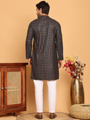 Embroidered and Sequins Viscose Rayon Kurta Set For Men ( JOKP P 5173 Blue ) [FF] [J-3-4]