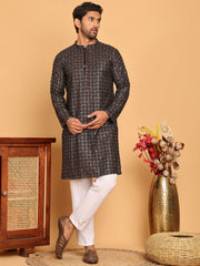 Embroidered and Sequins Viscose Rayon Kurta Set For Men ( JOKP P 5173 Blue ) [FF] [J-3-4]