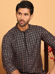 Embroidered and Sequins Viscose Rayon Kurta Set For Men ( JOKP P 5173 Silver ) [FF] [J-3-4]