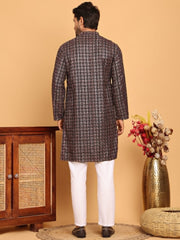 Embroidered and Sequins Viscose Rayon Kurta Set For Men ( JOKP P 5173 Silver ) [FF] [J-3-4]