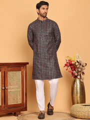 Embroidered and Sequins Viscose Rayon Kurta Set For Men ( JOKP P 5173 Silver ) [FF] [J-3-4]