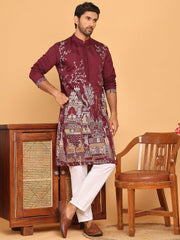 Purple Embroidered Straight Kurta Set For Men ( JOKP P 5176 Purple ) [FF] [C-13-14]