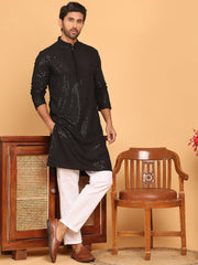 Embroidered & Sequence Kurta Pyjama for Men ( JOKP P 5177 Black ) [FF] [K-15-16]