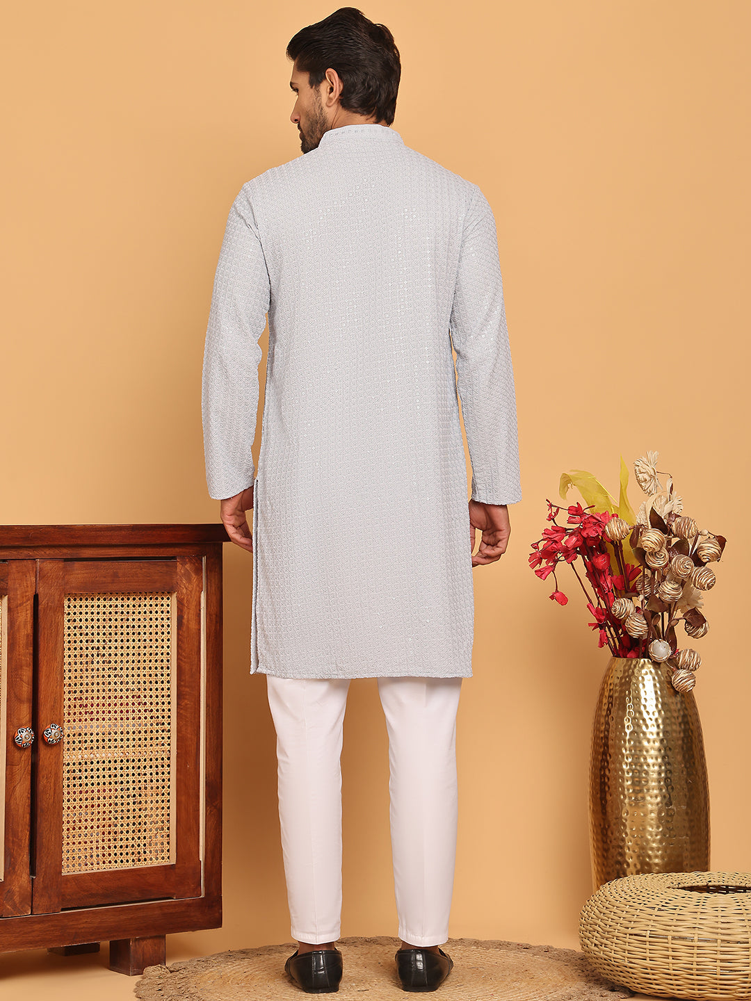 DesiQlo Men Embroidered Kurta Pyjama Set - Multicolor - JOKP_P_5177Lig