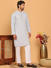 Embroidered & Sequence Kurta Pyjama for Men ( JOKP P 5177 Grey ) [FF] [K-15-16]