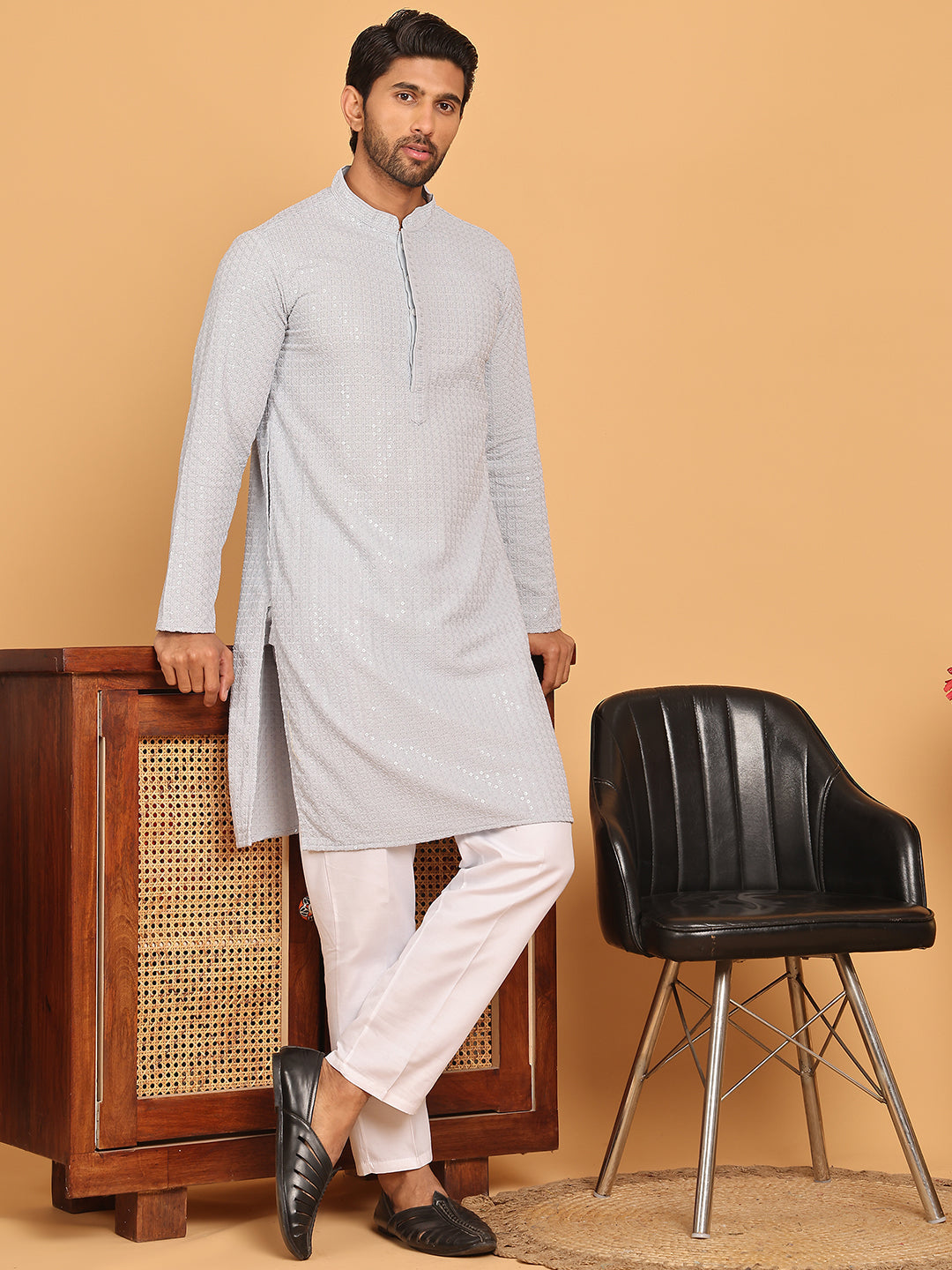 DesiQlo Men Embroidered Kurta Pyjama Set - Multicolor - JOKP_P_5177Lig