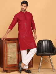 Embroidered & Sequence Kurta Pyjama for Men ( JOKP P 5177 Maroon ) [FF] [K-15-16]