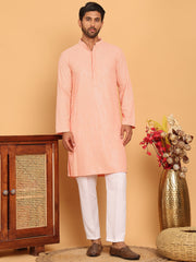 Embroidered & Sequence Kurta Pyjama for Men ( JOKP P 5177 Peach ) [FF] [K-15-16]