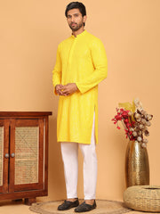 Embroidered & Sequence Kurta Pyjama for Men ( JOKP P 5177 Yellow ) [FF] [K-15-16]