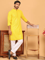 Embroidered & Sequence Kurta Pyjama for Men ( JOKP P 5177 Yellow ) [FF] [K-15-16]