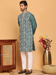 Embroidered Straight Kurta Set For Men ( JOKP P 5178 Green ) [FF] [J-2-3]