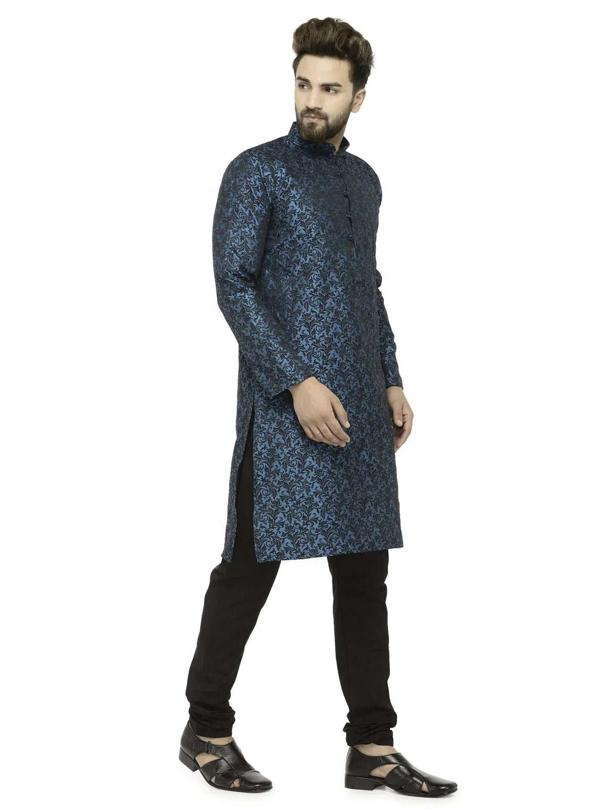 Green Mens Kurta Pajama Set - Self Design Cotton Kurta Pajama