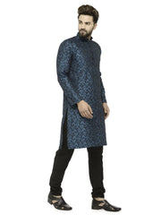 Men Green & Black Self Design Kurta with Churidar ( JOK 517 Green )-JOKP-517