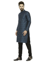 Men Green & Black Self Design Kurta with Churidar ( JOK 517 Green )-JOKP-517