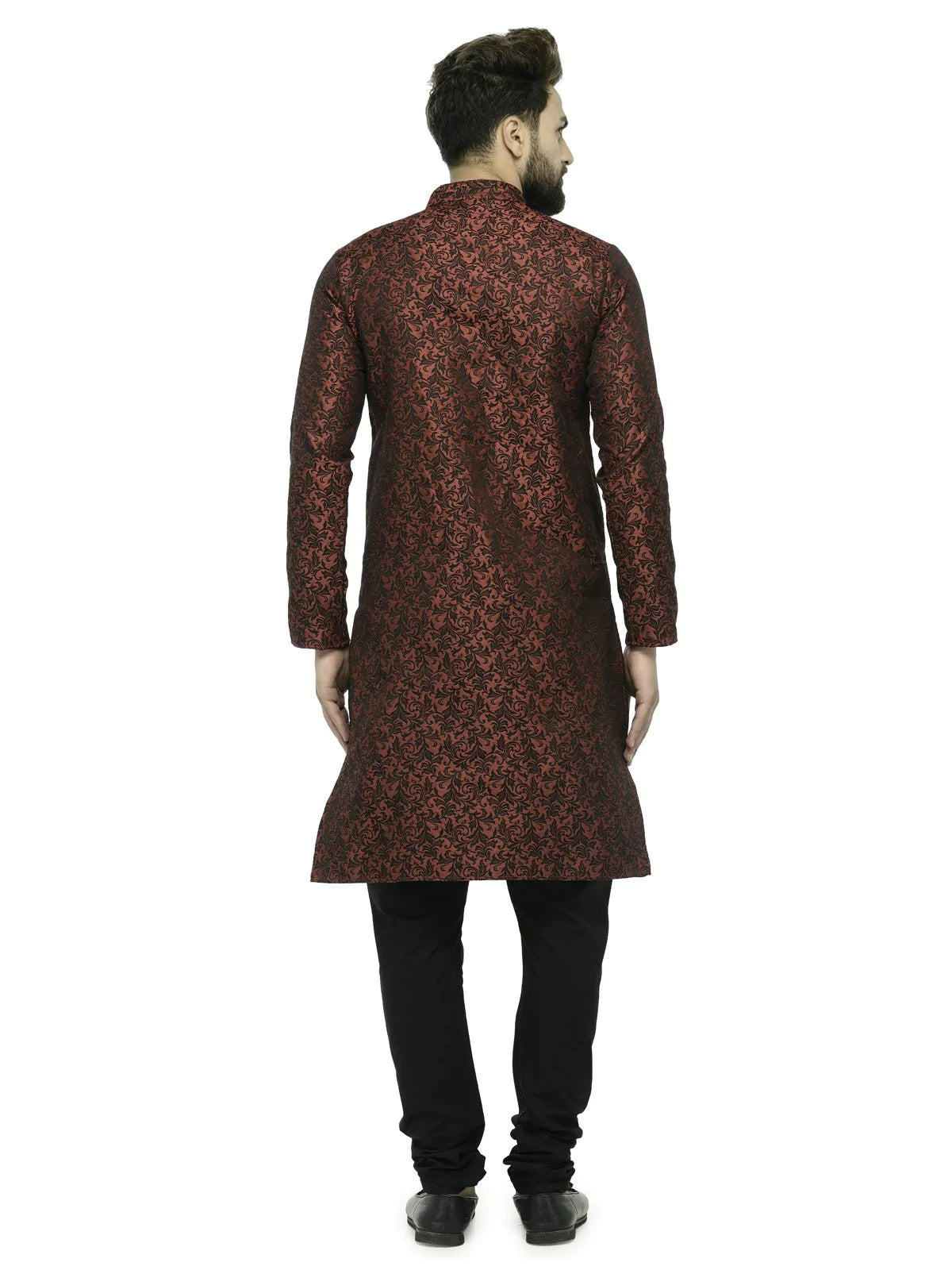 Maroon Kurta Pajama Set - Self Design Mens Kurta Pajama