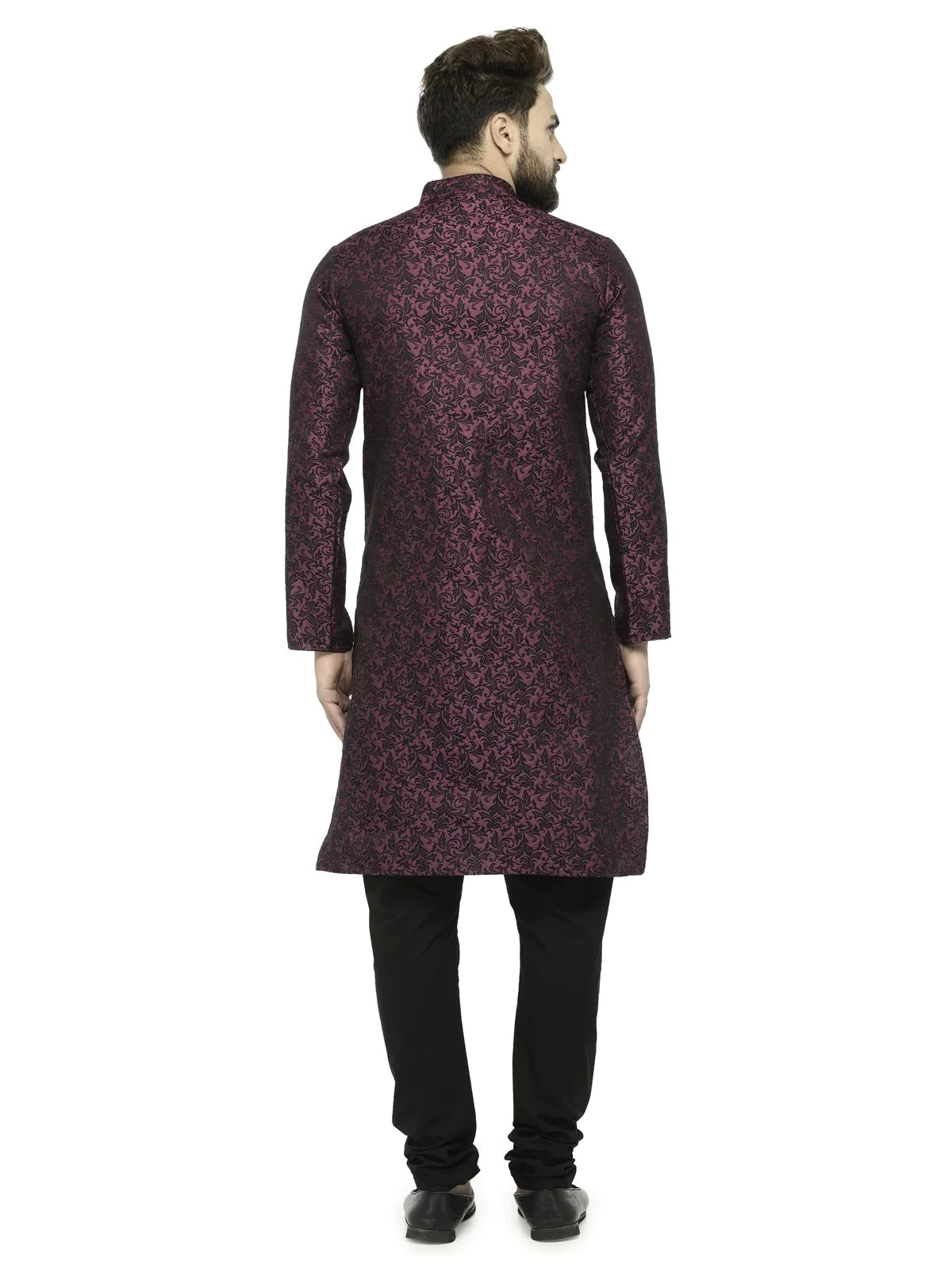 Purple Kurta Pajama Set - Self Design Mens Kurta Pajama