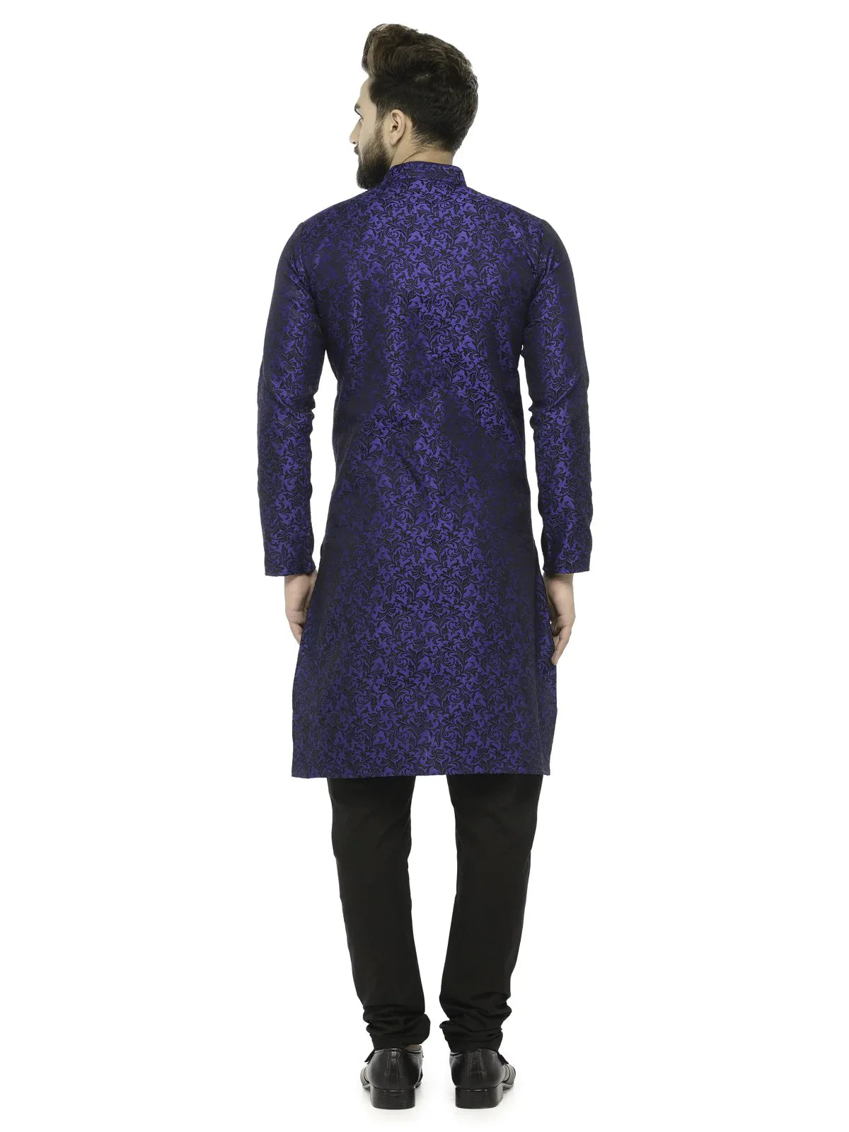 Royal Blue Kurta Pajama Set - Self Design Mens Kurta Pajama