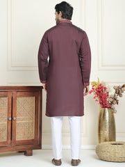 Embroidered Straight Kurta Pyjama Set For Men ( JOKP P 5180 Purple ) [FF] [B-9]