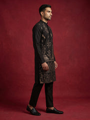 Embroidered Straight Kurta Set For Men ( JOKP B-P 5185Black )