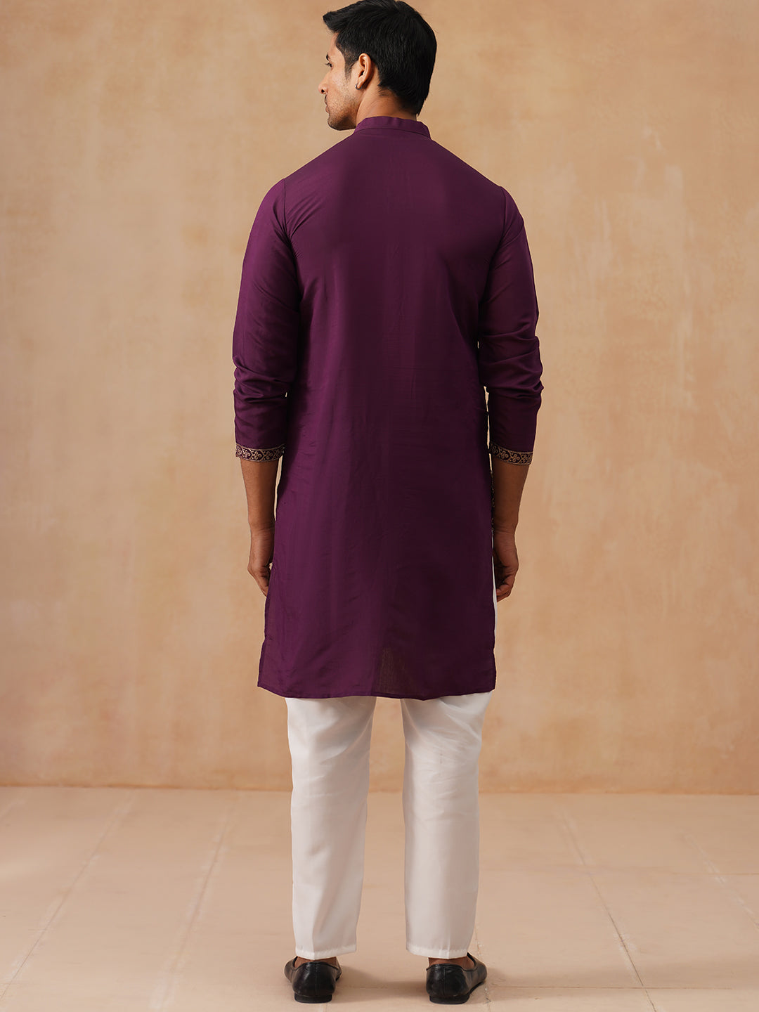 DesiQlo Men Embroidered Kurta Pyjama Set - Purple - JOKP_P_5185Purple_