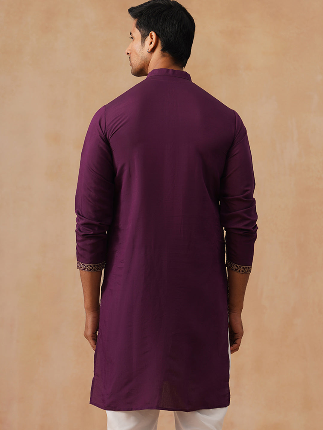 DesiQlo Men Floral Kurta Only - Purple