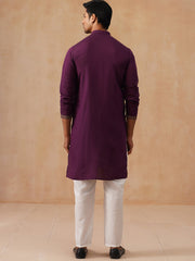 Embroidered Straight Kurta Set For Men (JOKP P 5185 Purple ) [FF] [N-4]