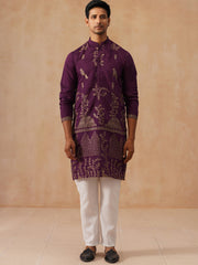 Embroidered Straight Kurta Set For Men (JOKP P 5185 Purple ) [FF] [N-4]