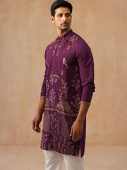 Embroidered Straight Kurta Set For Men (JOKP P 5185 Purple ) [FF] [N-4]