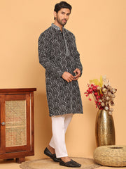 Embroidered straight Kurta with Pyjamas ( JOKP P 5187 Black ) [FF] [J-2]