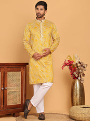 Embroidered straight Kurta with Pyjamas ( JOKP P 5187 Mustard ) [FF] [J-2]