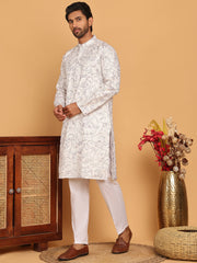 Embroidered & Sequins straight Kurta with Pyjamas ( JOKP P 5188 White ) [FF] [ I1 ]