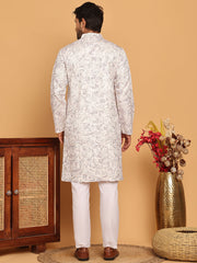 Embroidered & Sequins straight Kurta with Pyjamas ( JOKP P 5188 White ) [FF] [ I1 ]