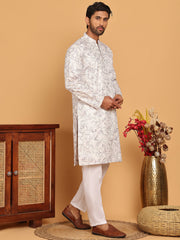 Embroidered & Sequins straight Kurta with Pyjamas ( JOKP P 5188 White ) [FF] [ I1 ]
