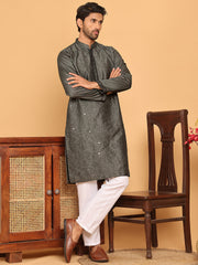 Sequins & Embroidered straight Kurta with Pyjamas ( JOKP P 5189 Grey ) [FF] [I-1-4]