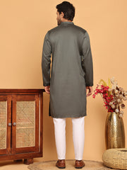 Sequins & Embroidered straight Kurta with Pyjamas ( JOKP P 5189 Grey ) [FF] [I-1-4]