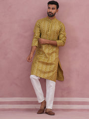 Embroidered and mirror work straight Kurta Set For Men ( JOKP P 5194 P 5194Mehndi ) [FF] [N-9]